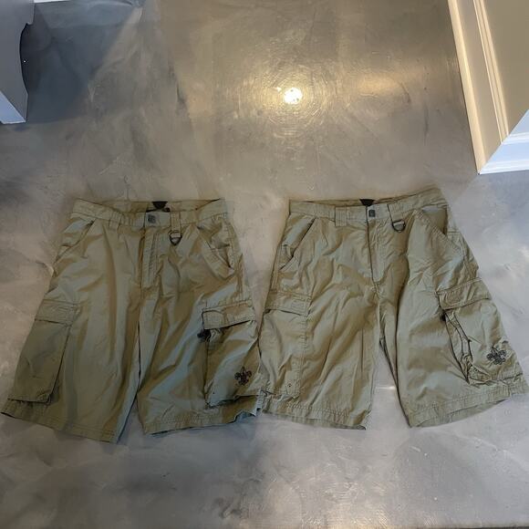 Boy Scouts of America Centennial Shorts Lot of 2 Green Adult Small Uniform Cargo - Picture 1 of 7